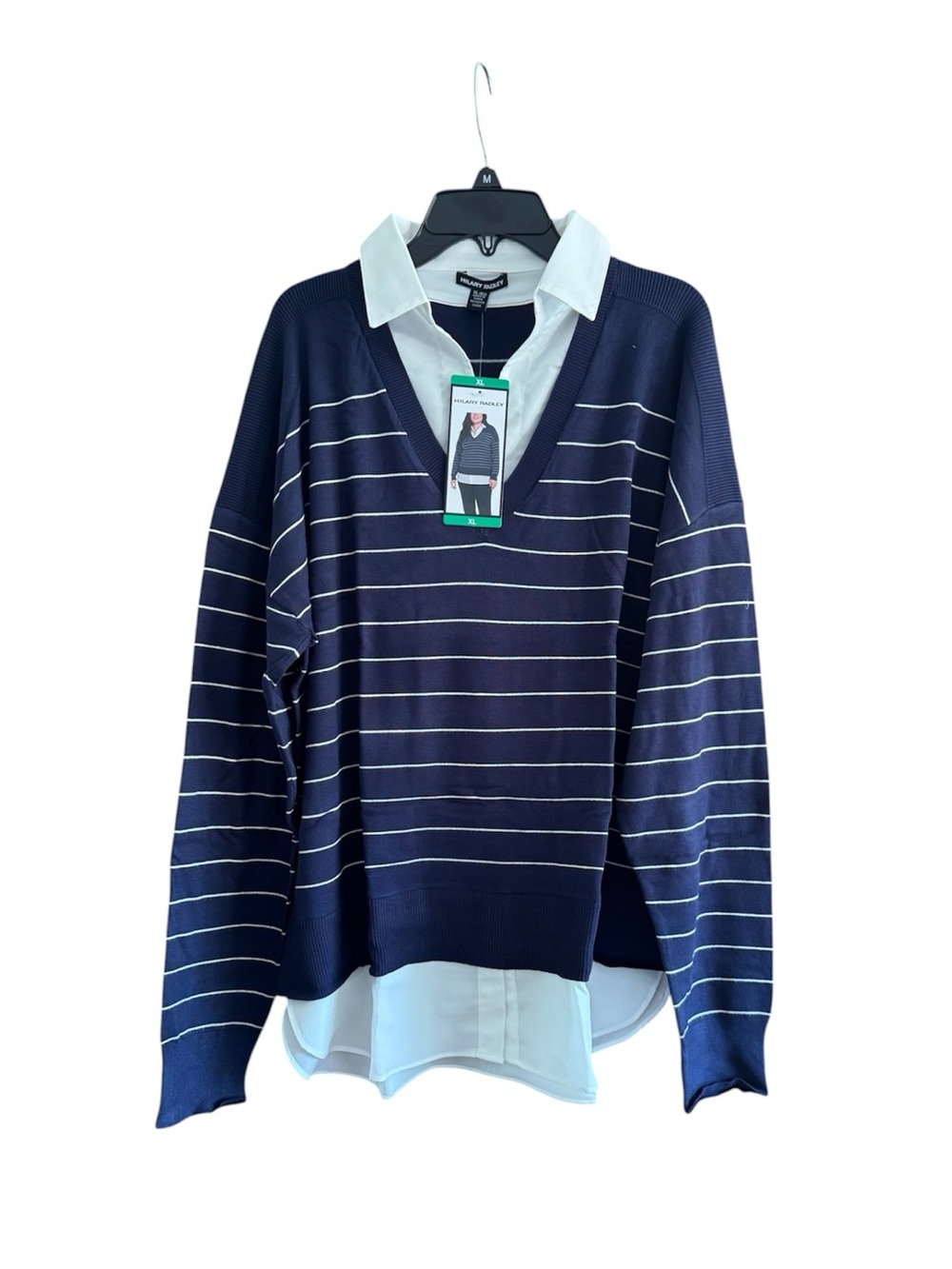 Hilary Radley Womens Layered Sweater Shirt Combo
